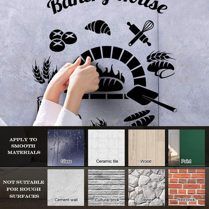 Baking Products Bakery House Bread Kitchen Cafe Lettering Stickers Waterproof