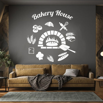 Baking Products Bakery House Bread Kitchen Cafe Lettering Stickers Waterproof