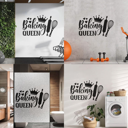 Wall Decals Paster Paper Baking Queen Crown Kitchen Bakery Shop Rolling Pin It Won'T Fall Off