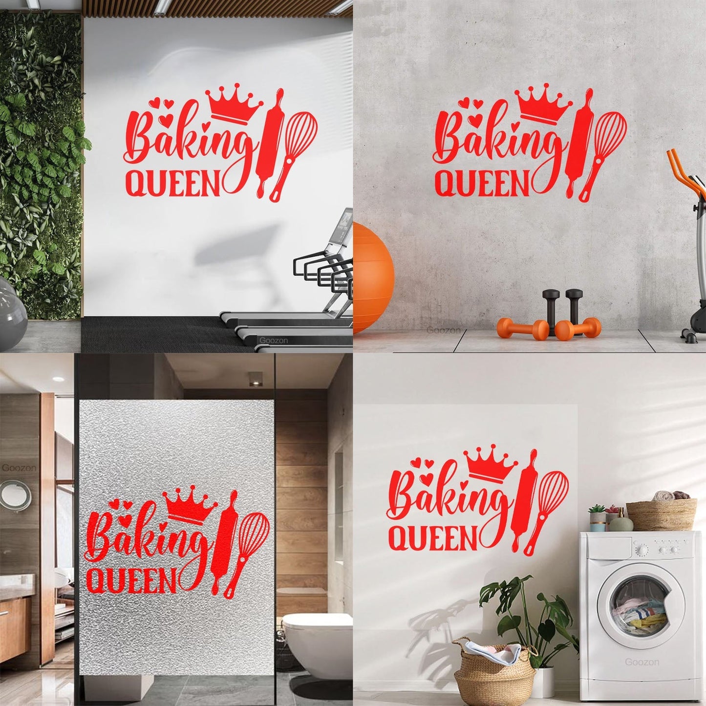 Wall Decals Paster Paper Baking Queen Crown Kitchen Bakery Shop Rolling Pin It Won'T Fall Off