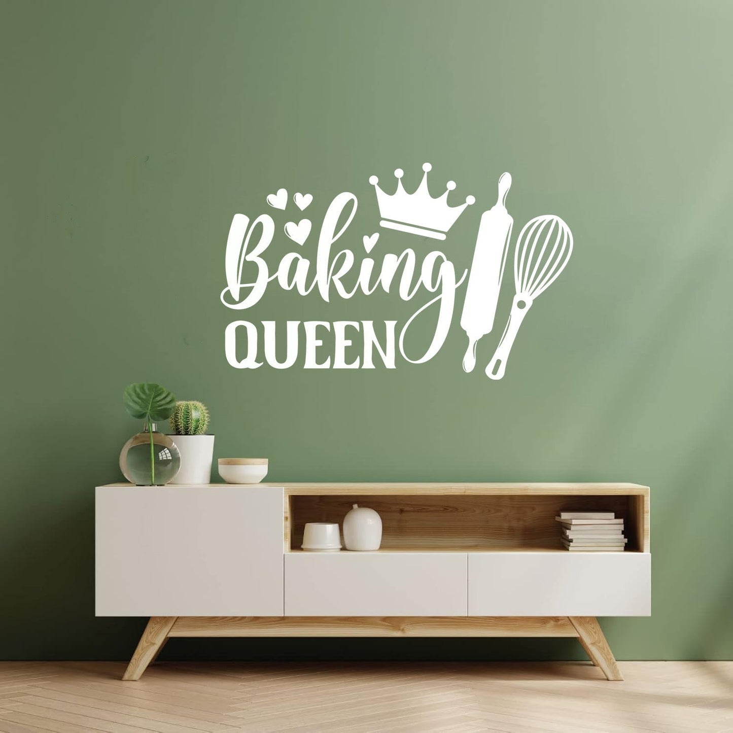 Wall Decals Paster Paper Baking Queen Crown Kitchen Bakery Shop Rolling Pin It Won'T Fall Off