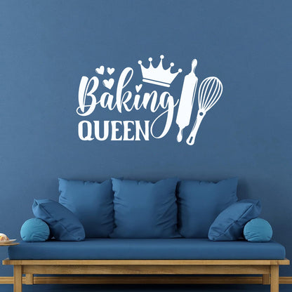 Wall Decals Paster Paper Baking Queen Crown Kitchen Bakery Shop Rolling Pin It Won'T Fall Off
