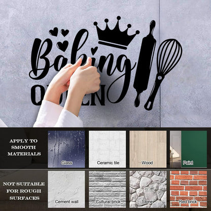Wall Decals Paster Paper Baking Queen Crown Kitchen Bakery Shop Rolling Pin It Won'T Fall Off