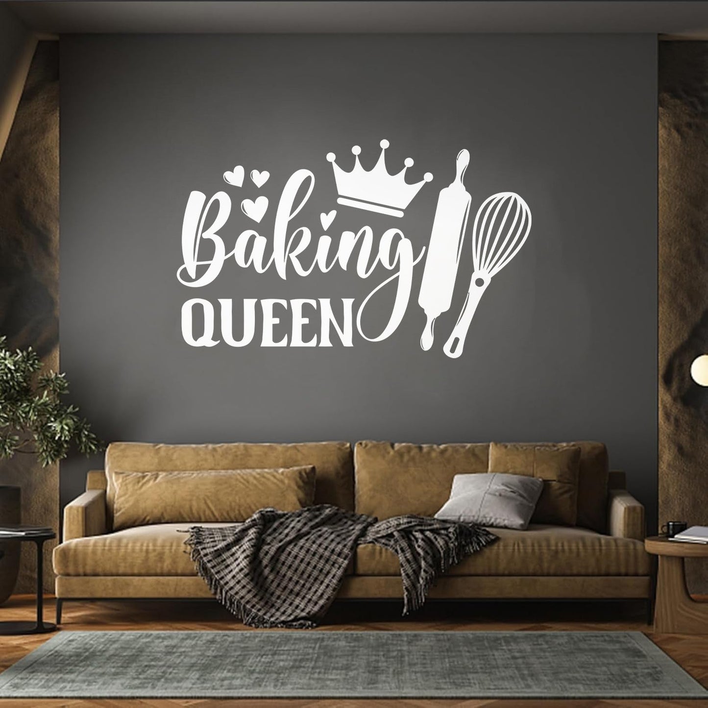 Wall Decals Paster Paper Baking Queen Crown Kitchen Bakery Shop Rolling Pin It Won'T Fall Off