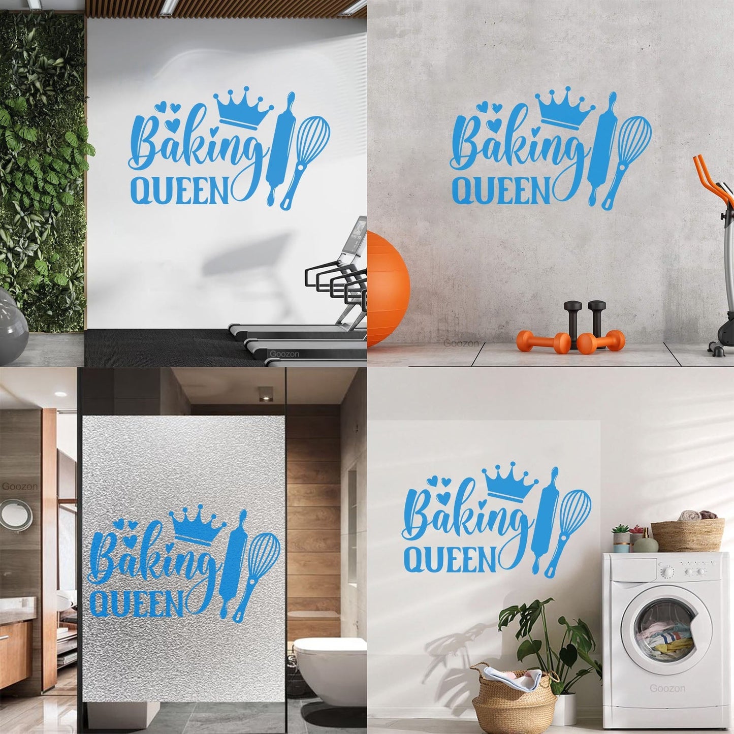 Wall Decals Paster Paper Baking Queen Crown Kitchen Bakery Shop Rolling Pin It Won'T Fall Off