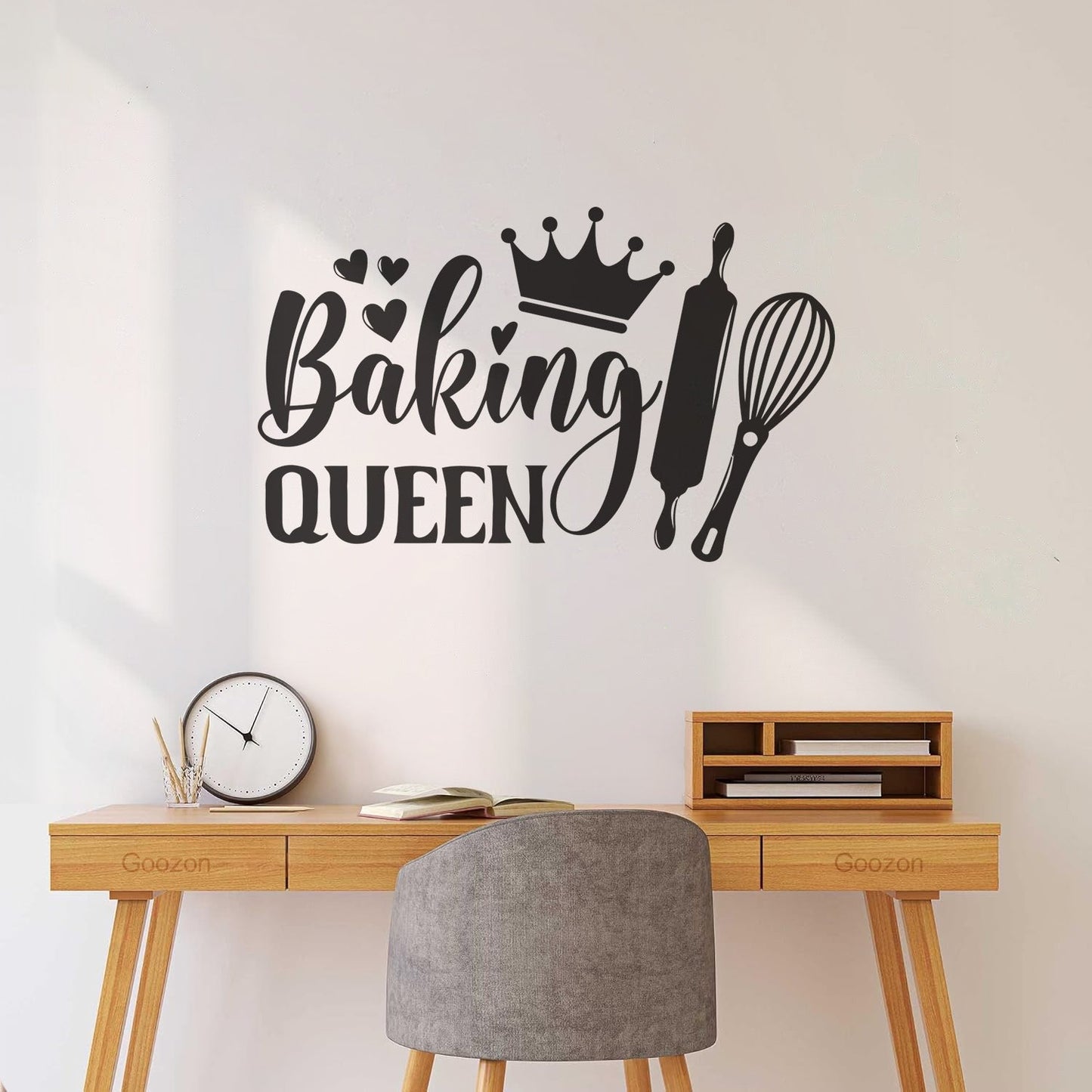 Wall Decals Paster Paper Baking Queen Crown Kitchen Bakery Shop Rolling Pin It Won'T Fall Off