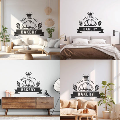 Vinyl Wall Stickers Best Quality Baking Crown Kitchen Bakery Shop Croissant Personalized Customization
