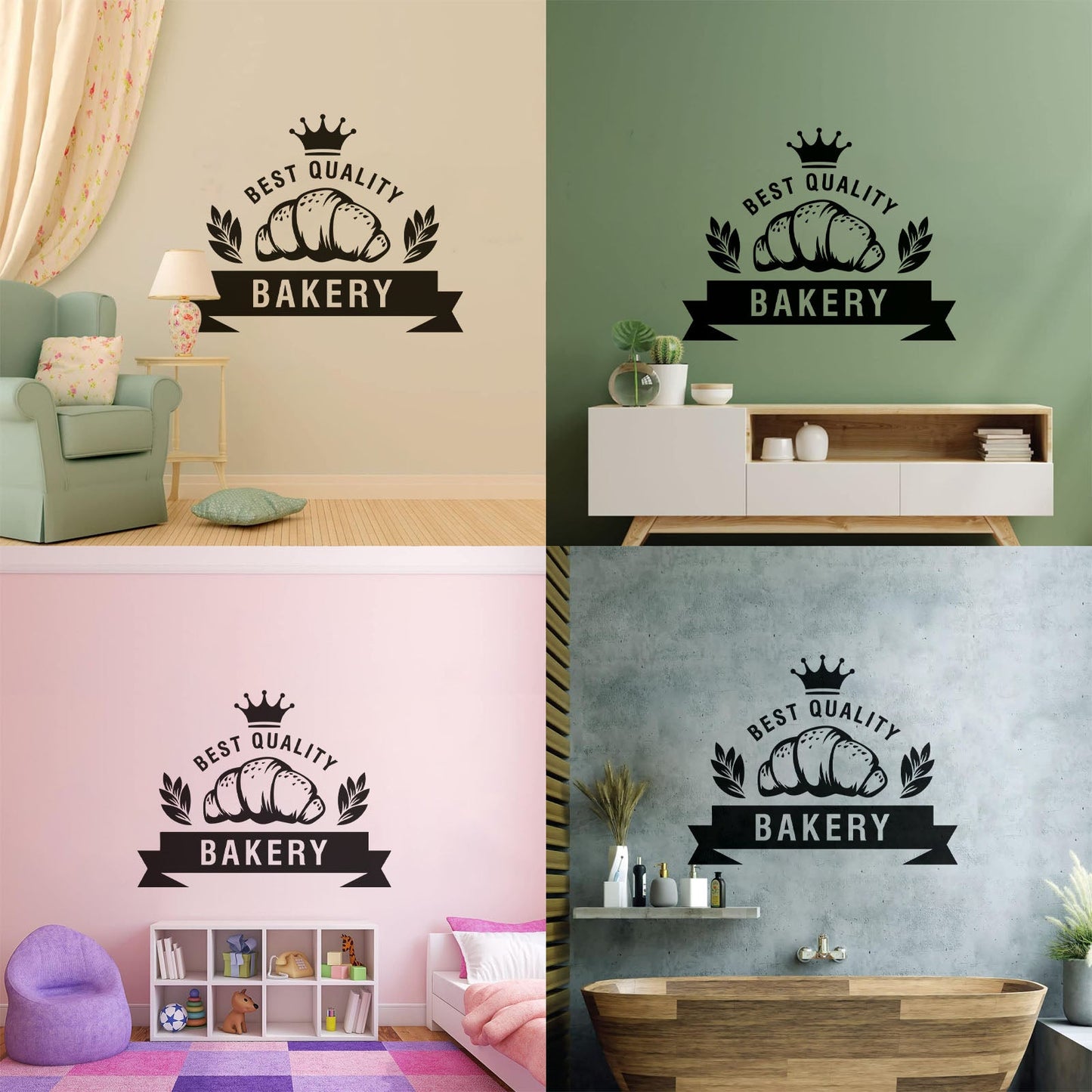 Vinyl Wall Stickers Best Quality Baking Crown Kitchen Bakery Shop Croissant Personalized Customization