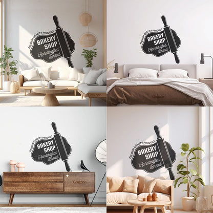 Wall Vinyl Sticker Decor Kitchen Bakery Shop Handcrafted Bread Baker Wall Beautification