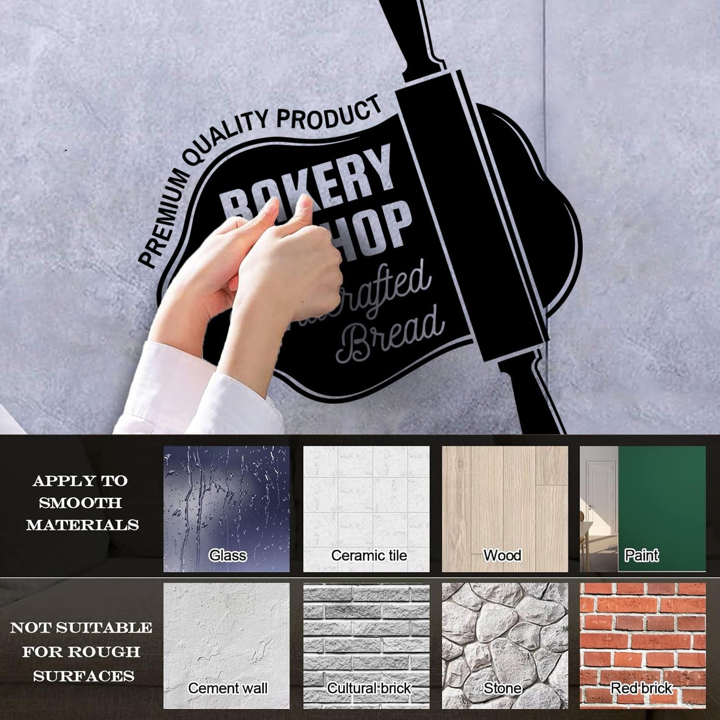 Wall Vinyl Sticker Decor Kitchen Bakery Shop Handcrafted Bread Baker Wall Beautification