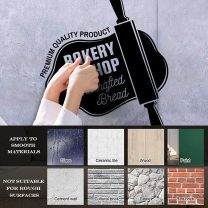 Wall Vinyl Sticker Decor Kitchen Bakery Shop Handcrafted Bread Baker Wall Beautification