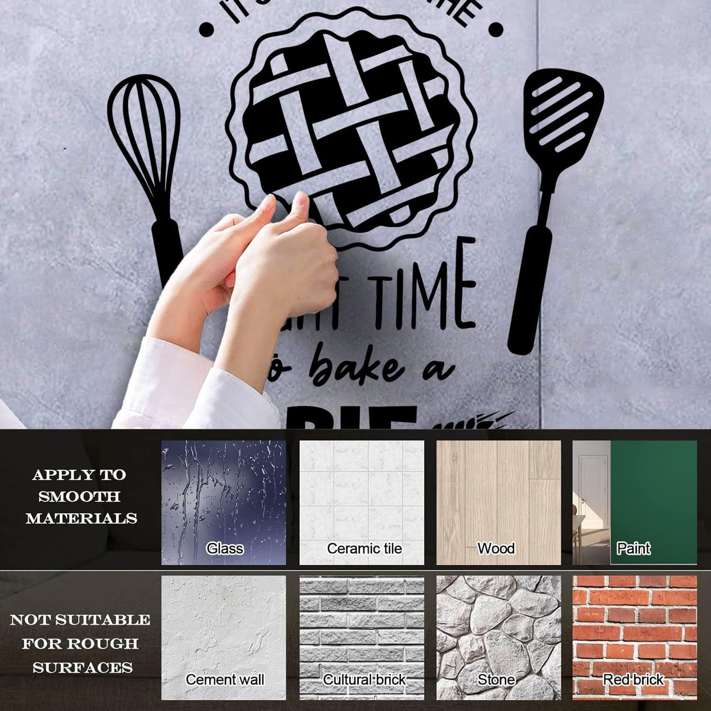 Fine Carving Stickers Kitchen Quote Right Time Bake Pie Bakery Car Body Decoration