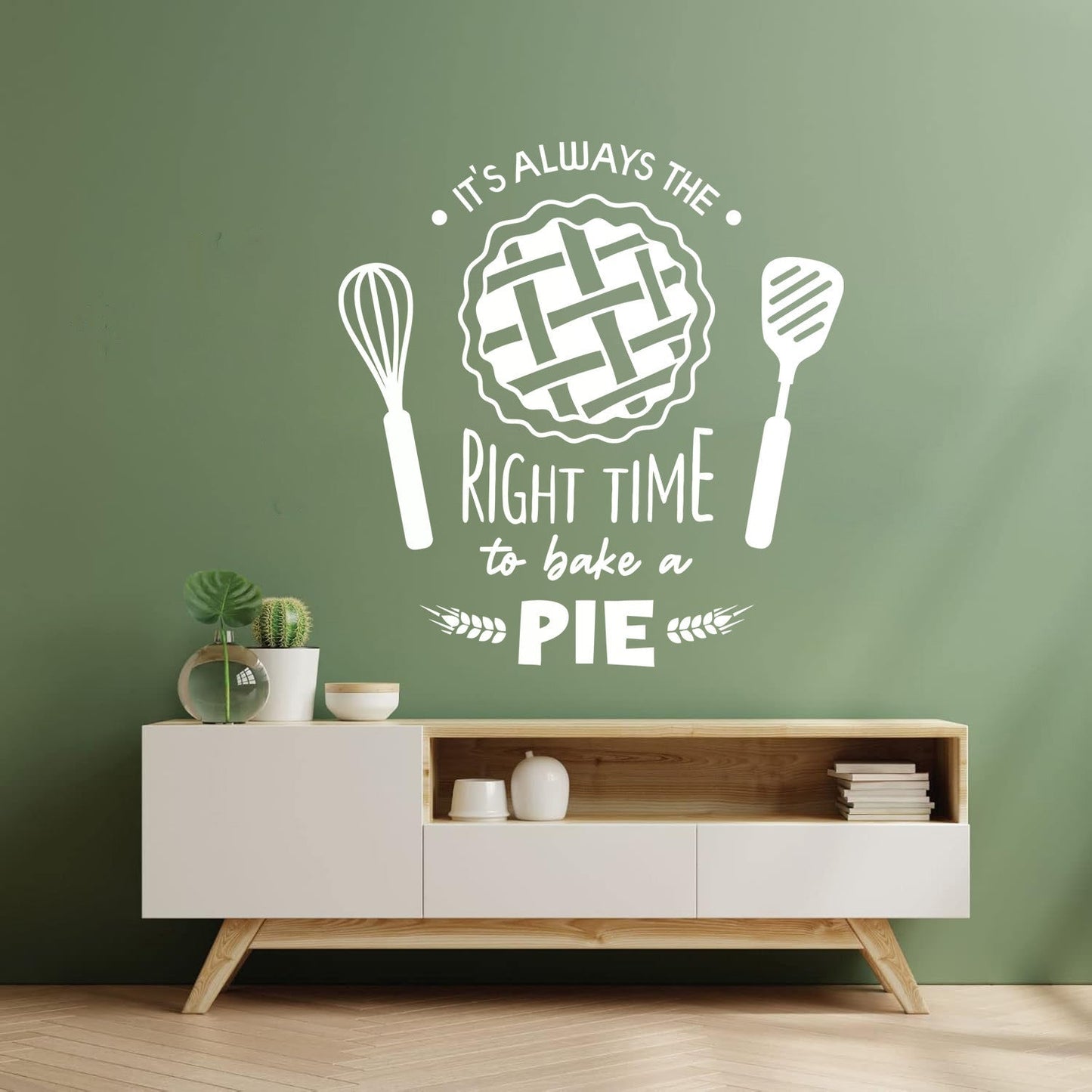 Fine Carving Stickers Kitchen Quote Right Time Bake Pie Bakery Car Body Decoration