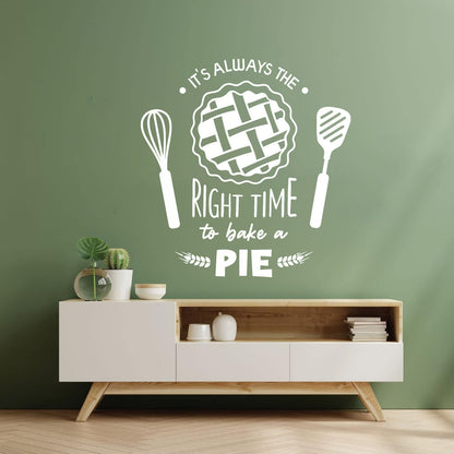 Fine Carving Stickers Kitchen Quote Right Time Bake Pie Bakery Car Body Decoration