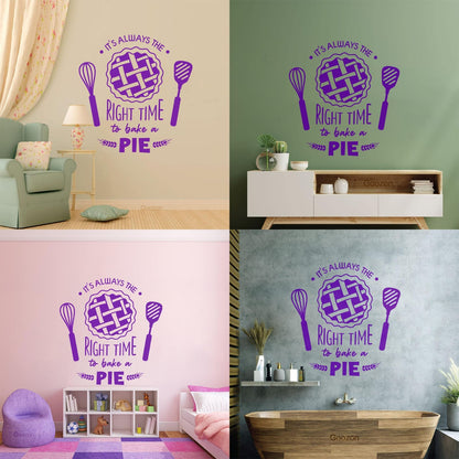 Fine Carving Stickers Kitchen Quote Right Time Bake Pie Bakery Car Body Decoration