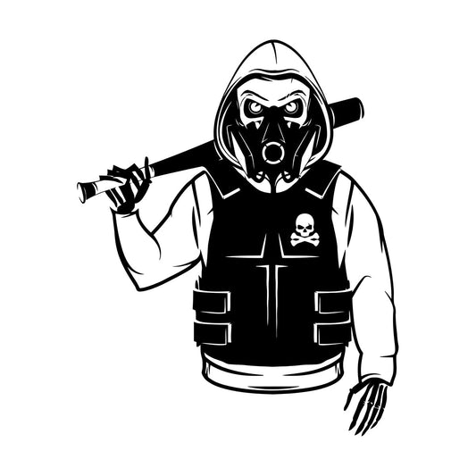Fine Carving Stickers Hooligan Skeleton With Baseball Bat Can Modify And Add Information