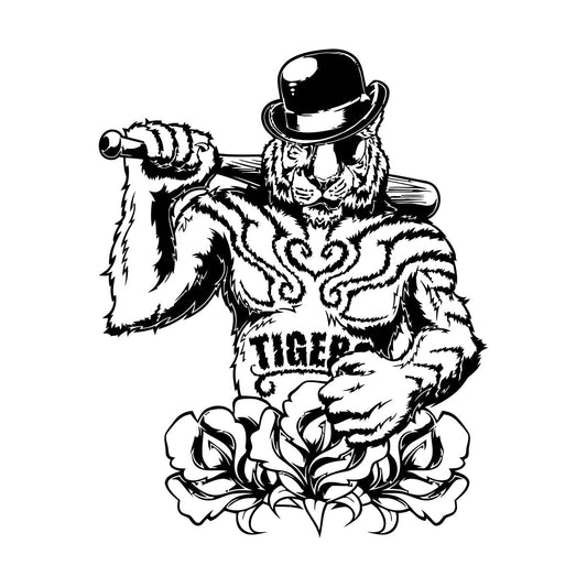 Tiger Bandit Mafia Baseball Bat Weapon Power Animals Vinyl Art Sticker Car Body Decoration