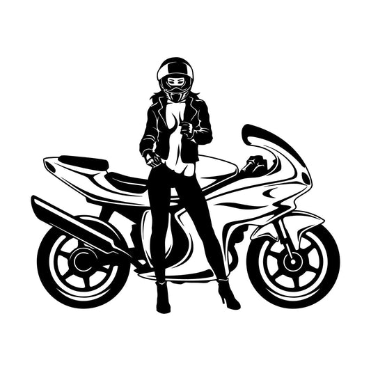 Wall Stickers Paster Paper Bike Speed Biker Appeal Woman Motorbike Riding Art Mural Painting