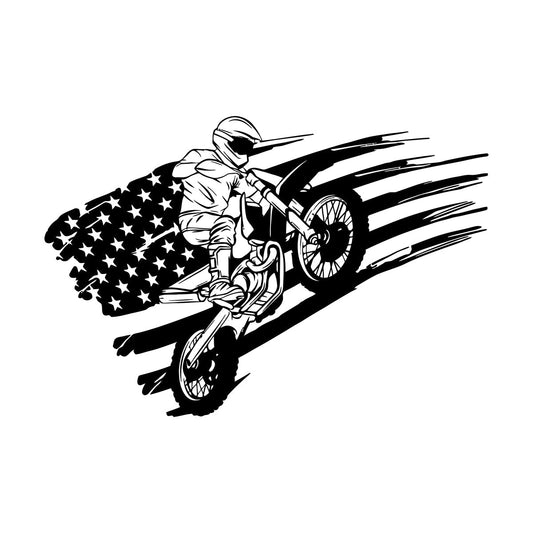Vinyl Wall Stickers Extreme Sport American Flag Biker Race Speed Store Decoration