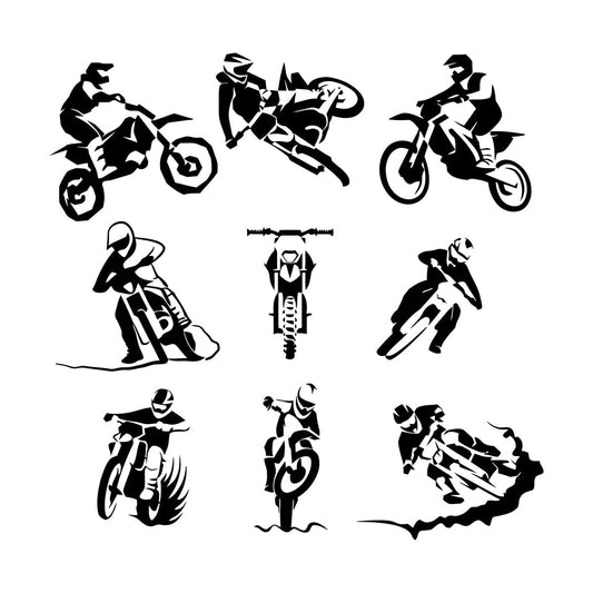 Extreme Sport Motorbike Motocross Set Biker Vinyl Wall Decals Removable Without Leaving Glue
