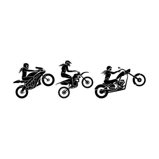 Wall Stickers Paster Paper Female Racers On Motorcycle Riding Multi Color Selection