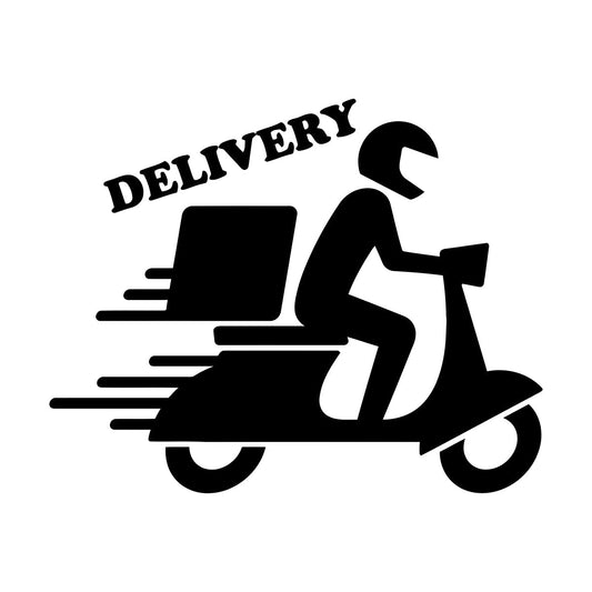 Fine Carving Stickers Food Delivery Guy Bike Fast Service Store Easy Installation