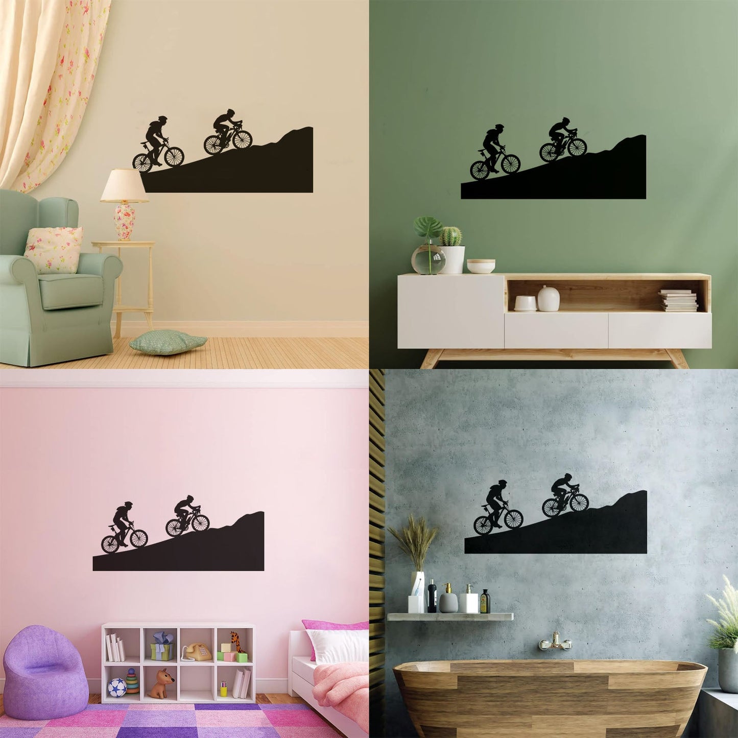 Healthy Lifestyle Cyclists Bicycle Riders Mountain Lettering Decals Personalized Customization