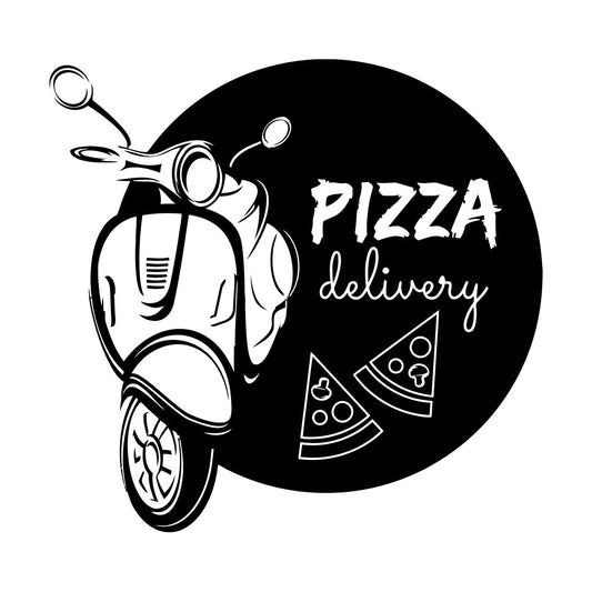 Vinyl Wall Stickers Pizza Delivery Bike Italian Food Business Pizza Slice Can Modify And Add Information
