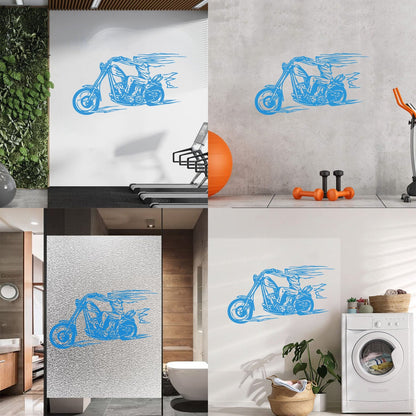 Fire Skeleton Biker Bike Motorcycle Racer Vinyl Art Sticker Do Not Damage The Wall Surface