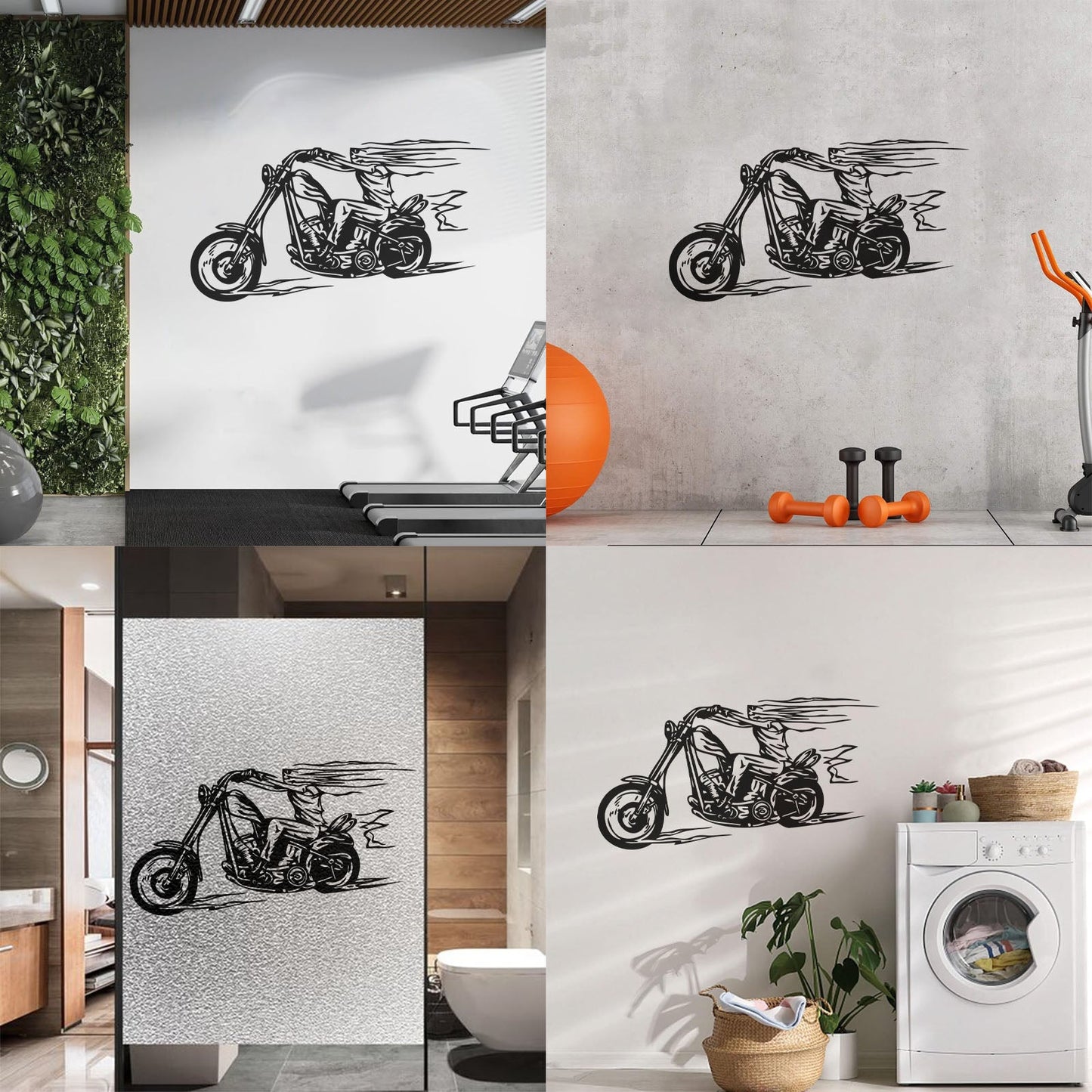 Fire Skeleton Biker Bike Motorcycle Racer Vinyl Art Sticker Do Not Damage The Wall Surface