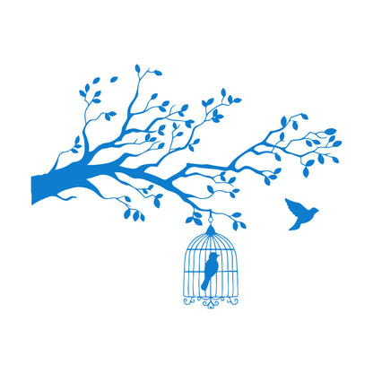 Wall Vinyl Sticker Decor Animals And Birds Caged Bird Tree Branch Let Bird Free Car Body Decoration
