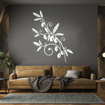 Wall Stickers Olive Branch Mature Fruit Foliage Glass Stickers