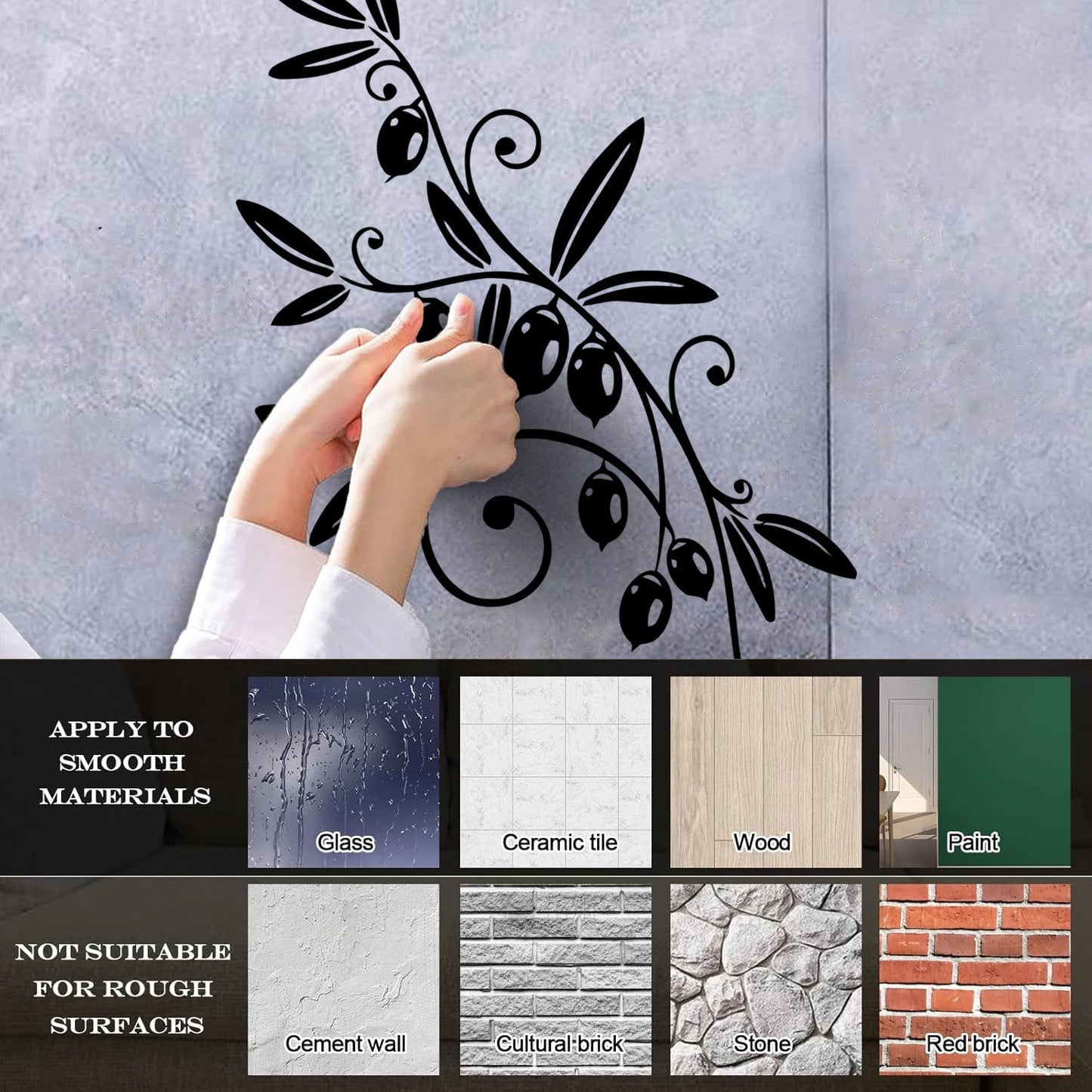 Wall Stickers Olive Branch Mature Fruit Foliage Glass Stickers