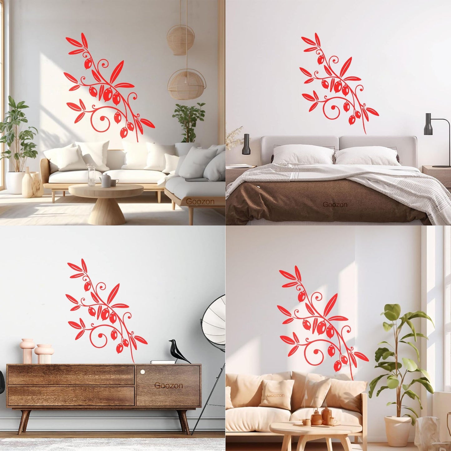 Wall Stickers Olive Branch Mature Fruit Foliage Glass Stickers