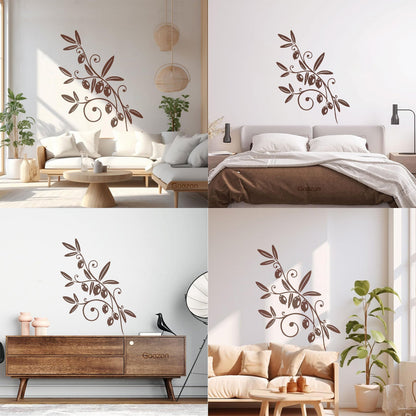 Wall Stickers Olive Branch Mature Fruit Foliage Glass Stickers