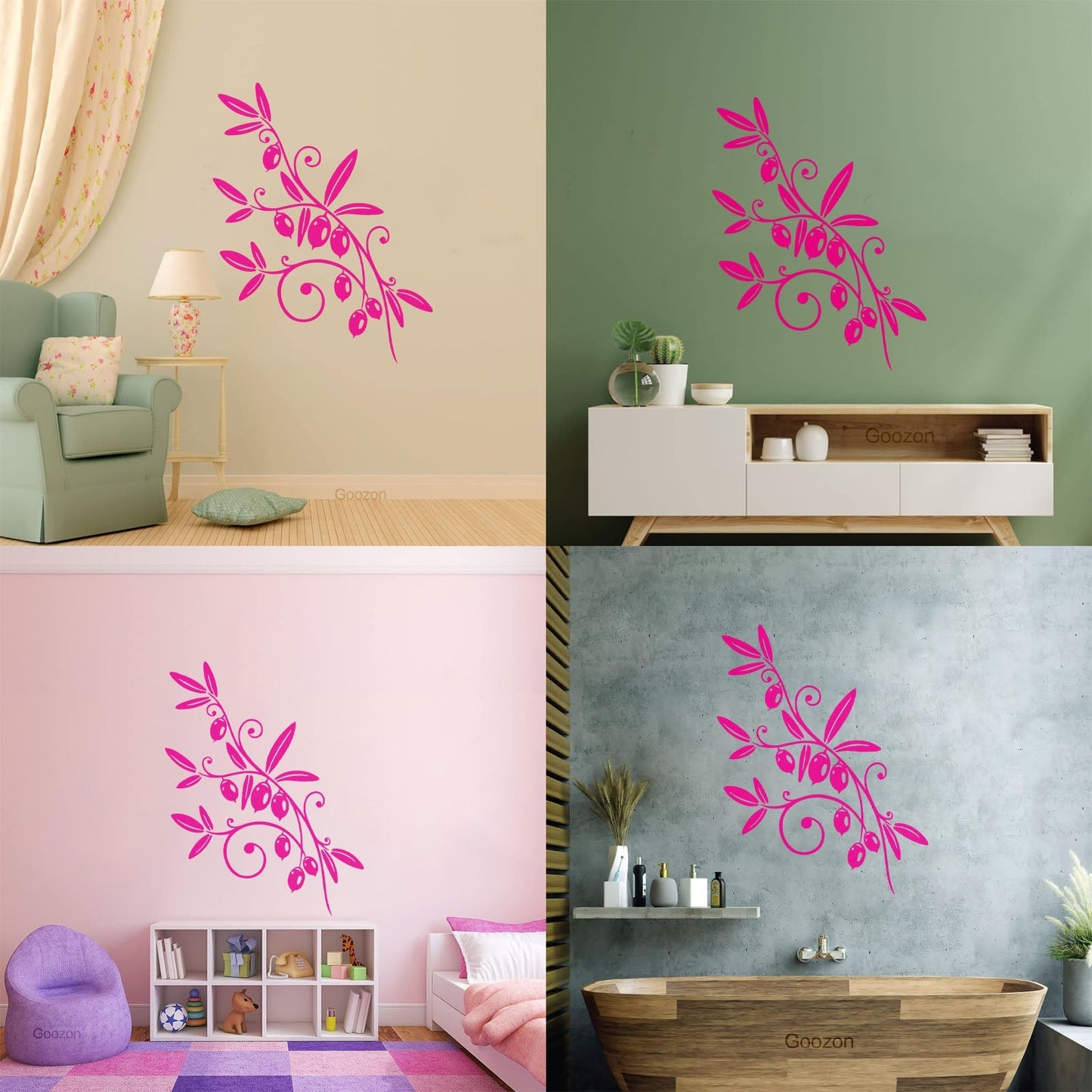 Wall Stickers Olive Branch Mature Fruit Foliage Glass Stickers