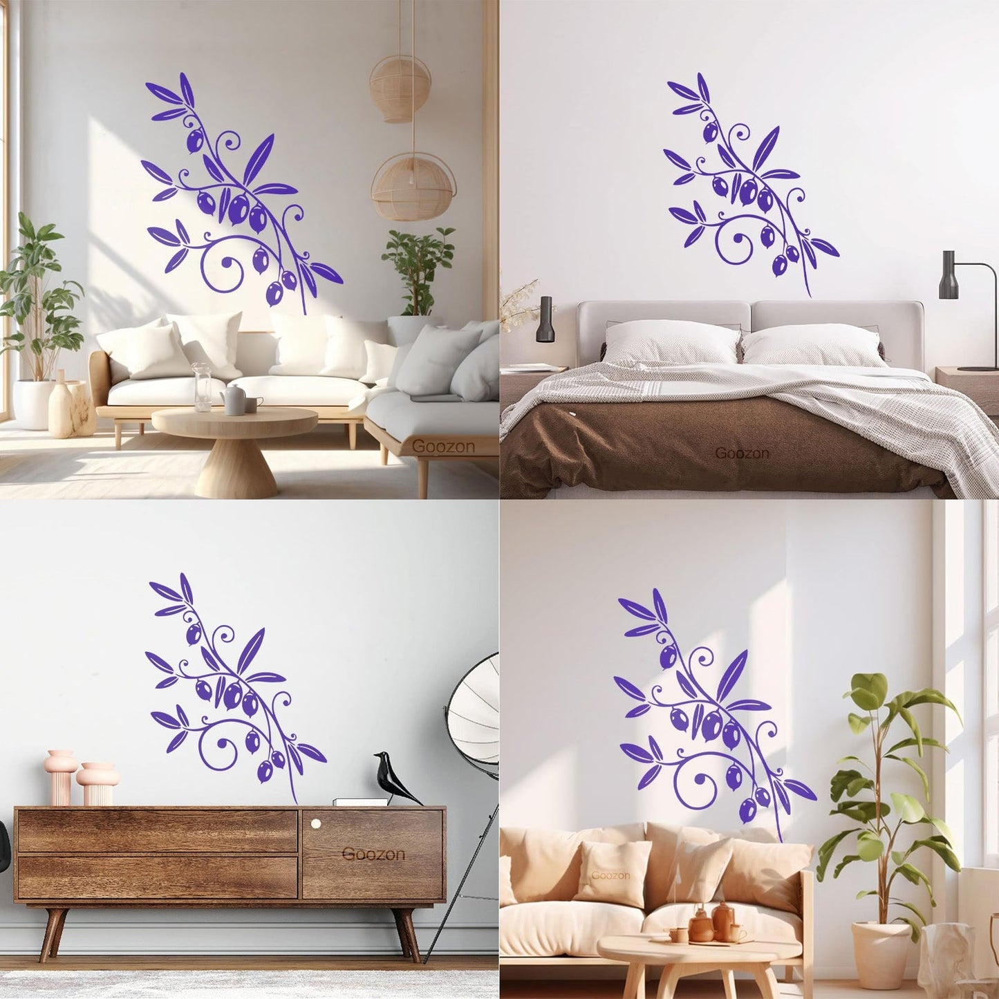 Wall Stickers Olive Branch Mature Fruit Foliage Glass Stickers