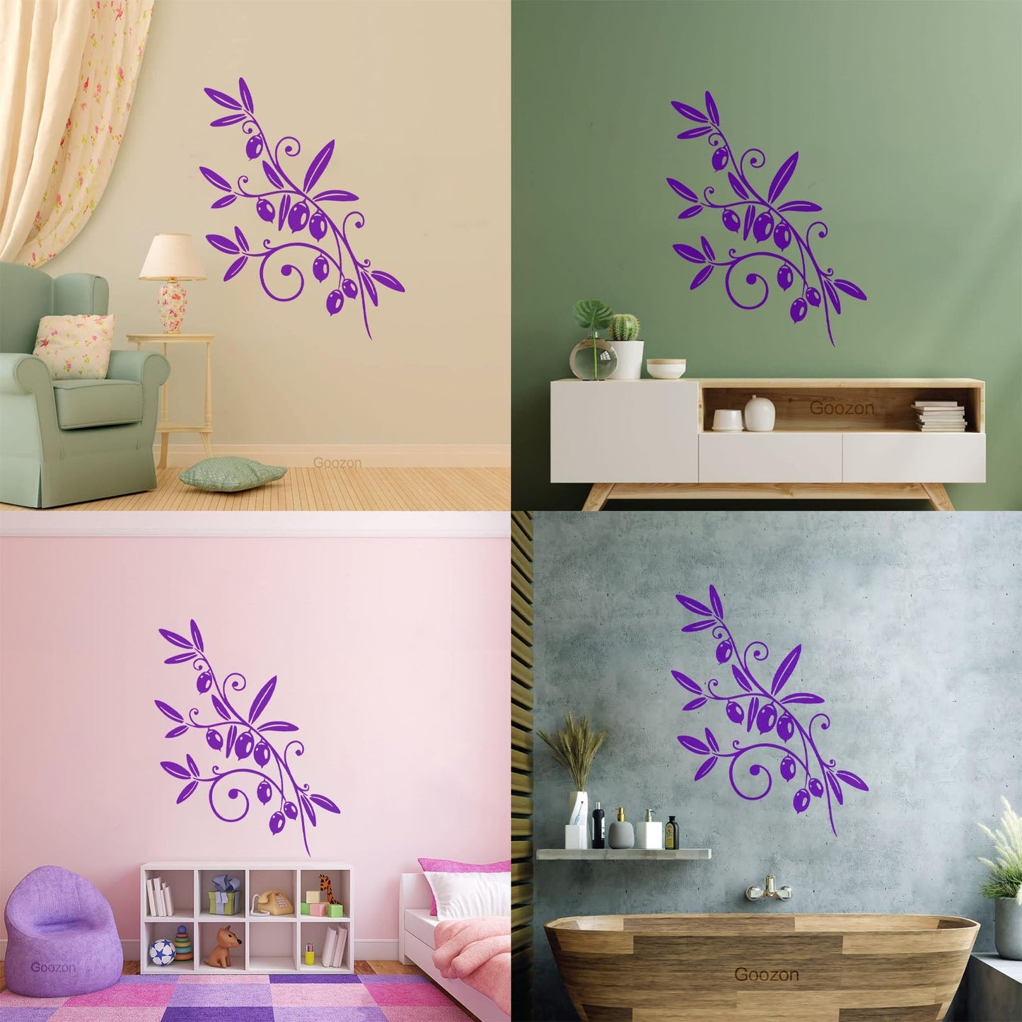 Wall Stickers Olive Branch Mature Fruit Foliage Glass Stickers