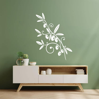 Wall Stickers Olive Branch Mature Fruit Foliage Glass Stickers