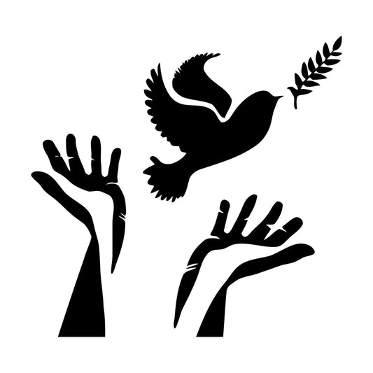 Fine Carving Decals Symbol Of Peace Dove Olive Branch Hands Store Decoration