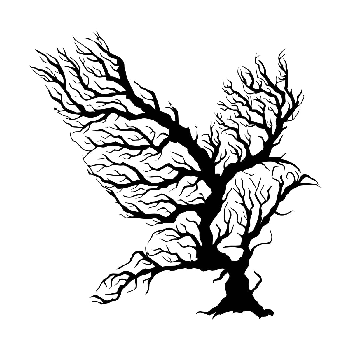 Abstract Bird Branches Tribal Home Idea Engraving Stickers Removable Without Leaving Glue