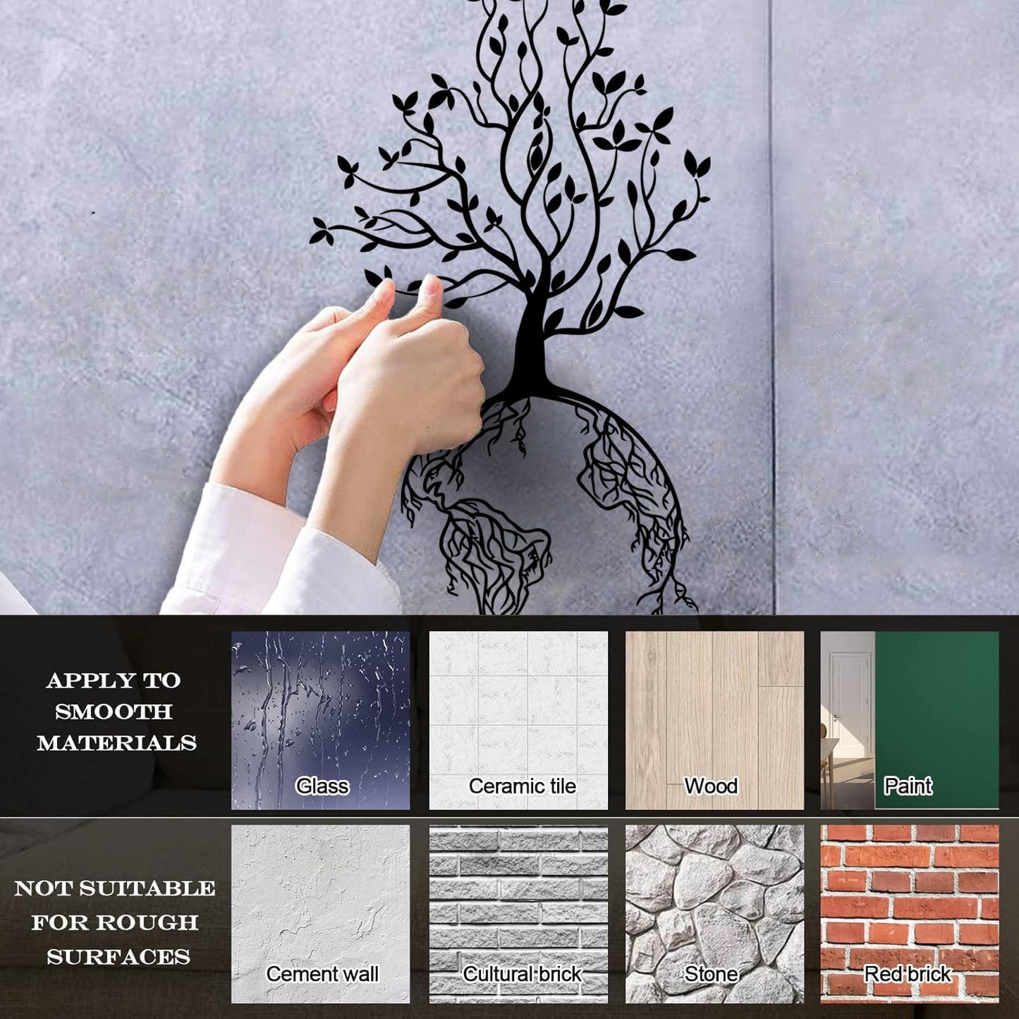 Lettering Stickers Abstract World Tree Branch Roots Natural Forest Multi Color Selection