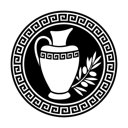 Vinyl Wall Stickers Antique Greek Ornament Jug Olive Branch Easy Installation
