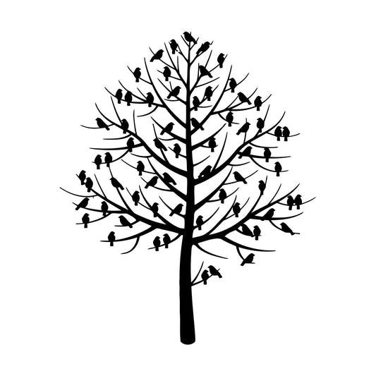 Wall Stickers Beautiful Tree Branches Birds Natural Wall Beautification