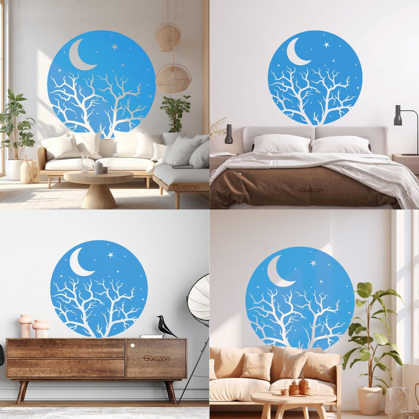 Vinyl Art Sticker Bedroom Good Night Stars Tree Branch Window Decals