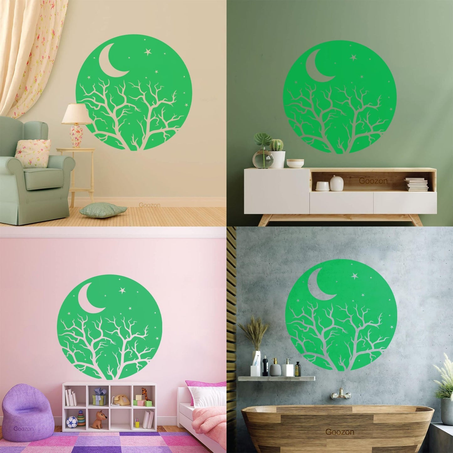 Vinyl Art Sticker Bedroom Good Night Stars Tree Branch Window Decals