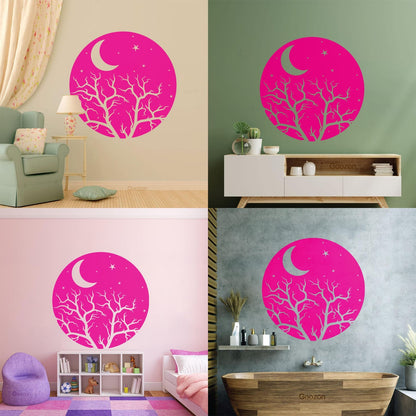Vinyl Art Sticker Bedroom Good Night Stars Tree Branch Window Decals