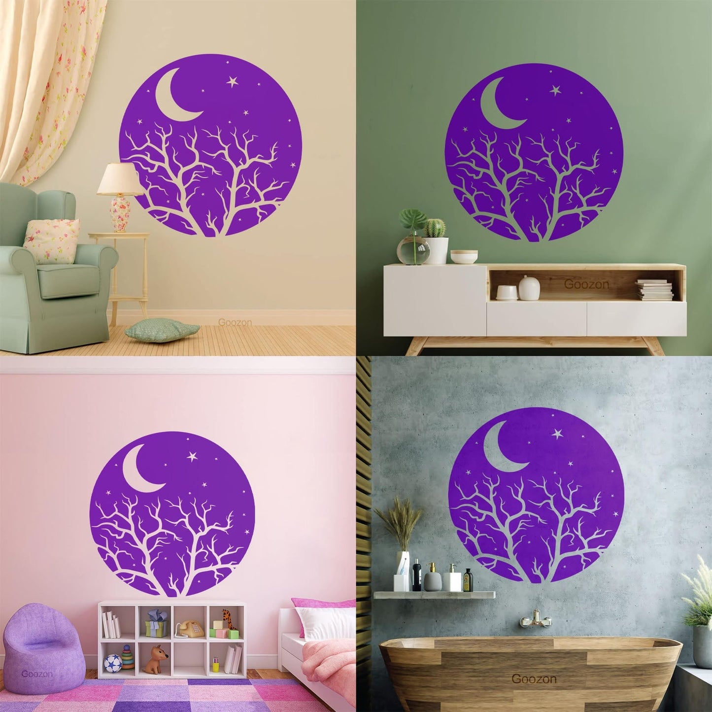 Vinyl Art Sticker Bedroom Good Night Stars Tree Branch Window Decals