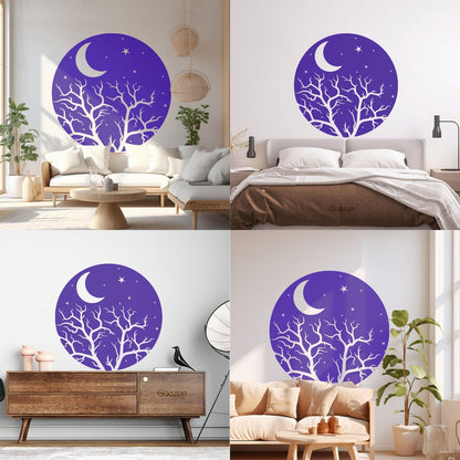 Vinyl Art Sticker Bedroom Good Night Stars Tree Branch Window Decals
