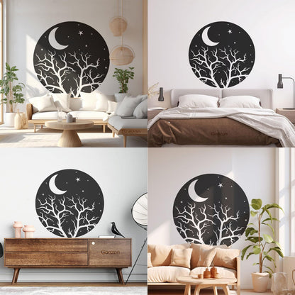 Vinyl Art Sticker Bedroom Good Night Stars Tree Branch Window Decals